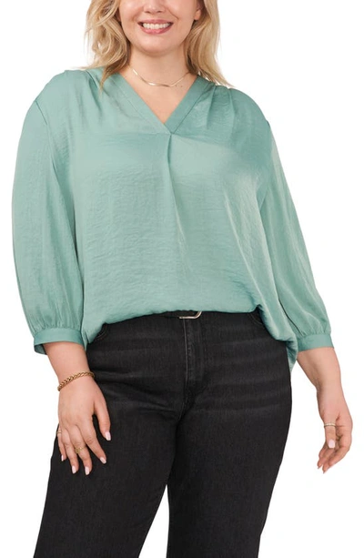 Shop Vince Camuto Rumple Satin Blouse In Teal Lake 2