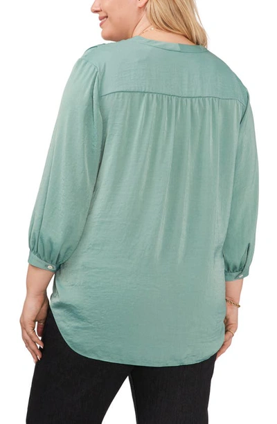 Shop Vince Camuto Rumple Satin Blouse In Teal Lake 2