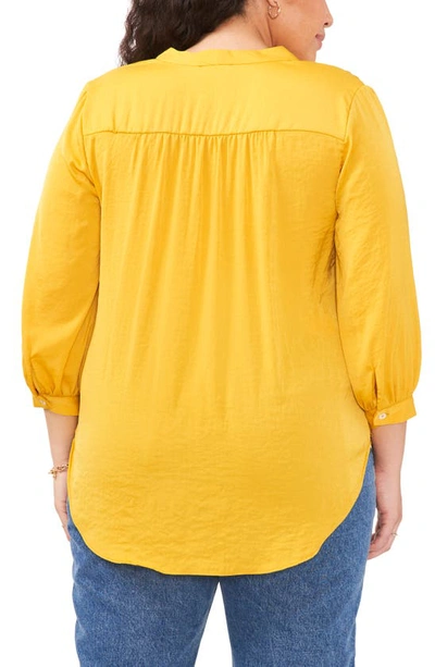 Shop Vince Camuto Rumple Satin Blouse In Mosaic Mustard