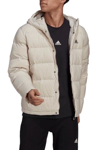 Adidas Originals Adidas Men's Helionic Hooded Down Jacket In Aluminum |  ModeSens