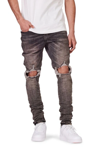 Shop Purple Brand Ripped Stretch Skinny Jeans In Grey Dirty Resin Blowout