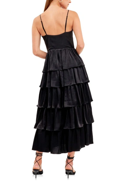 Endless Rose Tiered Sweetheart Neck Midi Dress In Black