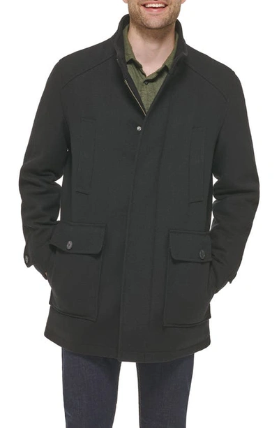 Shop Cole Haan Wool Blend Twill Field Jacket In Black