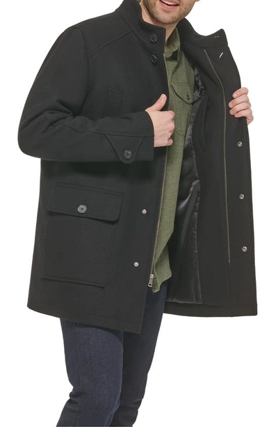 Shop Cole Haan Wool Blend Twill Field Jacket In Black