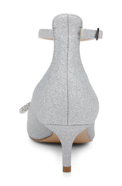 Shop Jewel Badgley Mischka Geranium Pointed Toe Kitten Heel Pump In Silver