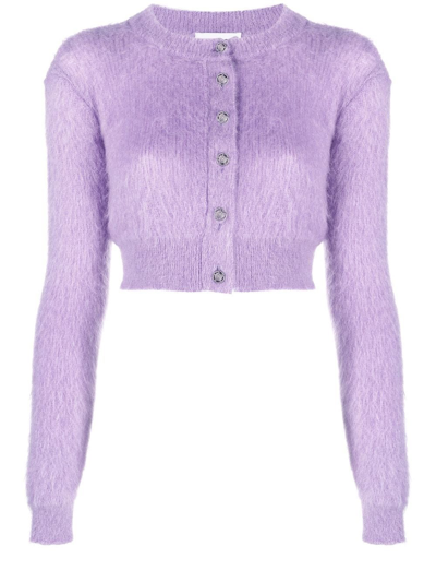 Shop Rabanne Crop Cardigan In Pink & Purple
