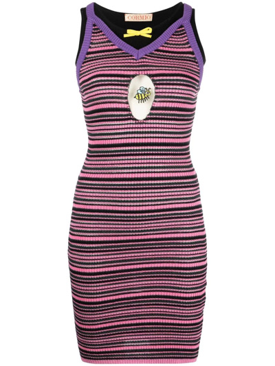 Shop Cormio Striped Dress In Pink & Purple