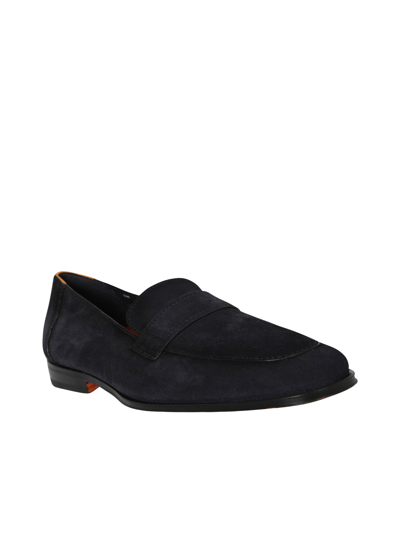 Shop Santoni Suede Leather  Loafers In Blue