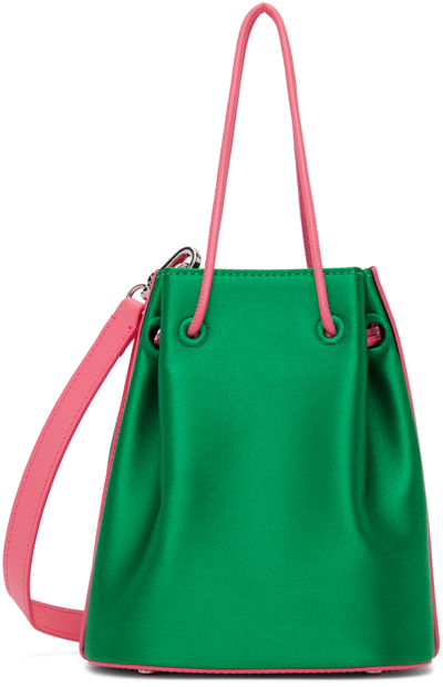 Shop Medea Green & Pink Mini Bucket Bag In Green/camelia Pink