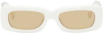 Shop Attico White Linda Farrow Edition Mini Marfa Sunglasses In White/yellow Gold/br