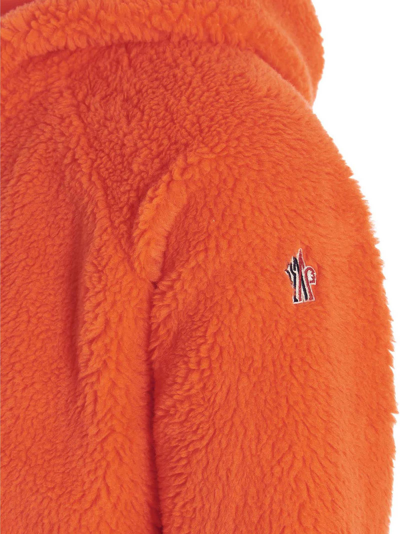 Shop Moncler Teddy Hoodie In Orange