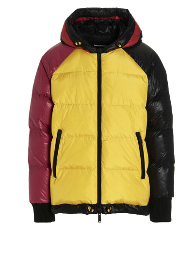 Shop Dsquared2 Crest Hooded Puffer Jacket In Multicolor