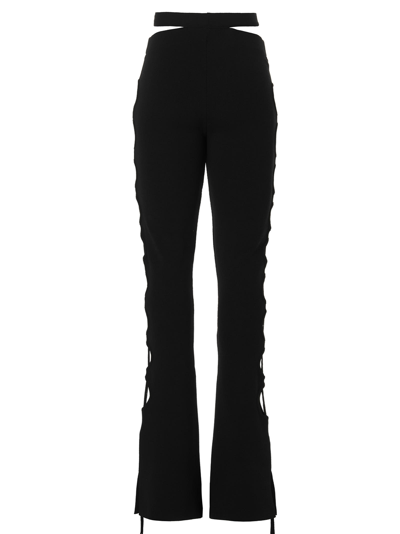 Shop Andreädamo Cut Out Pants With Lacing In Black