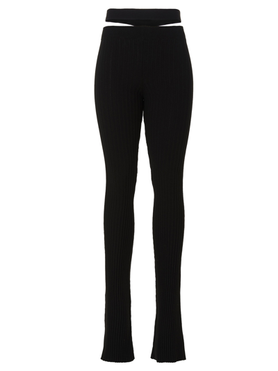 Shop Andreädamo Cut Out Ribbed Pants In Black