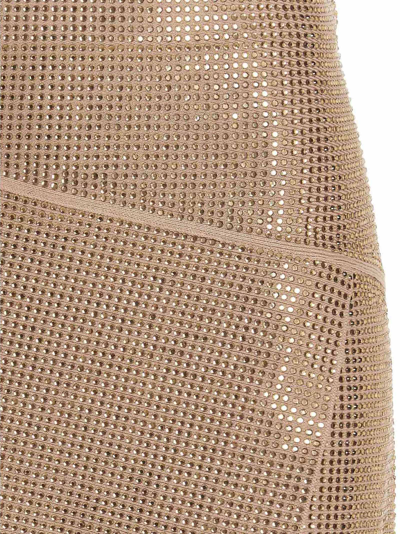 Shop Andreädamo Sequin Knit Skirt In Beige