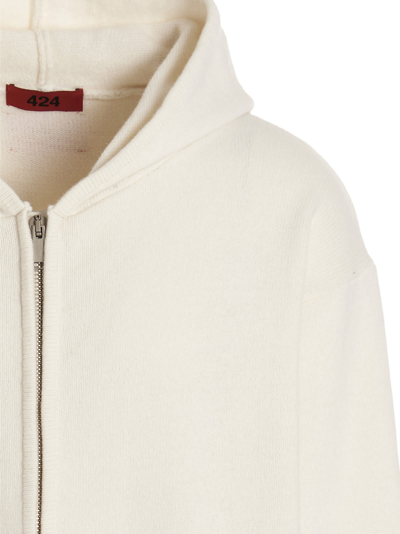 Shop Fourtwofour On Fairfax Embroidery Hooded Cardigan In White