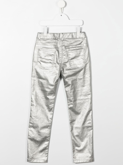Shop Givenchy Kids Jeans In Silver Metallic Denim In Argento