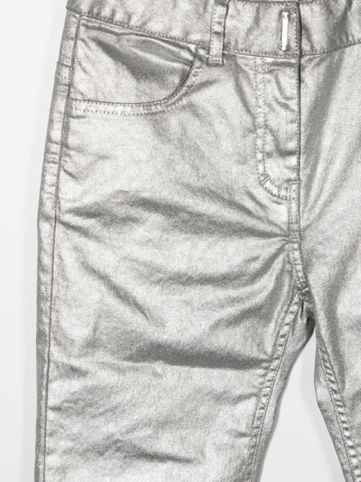 Shop Givenchy Kids Jeans In Silver Metallic Denim In Argento