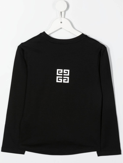 Shop Givenchy Kids Black Long Sleeve T-shirt With Signature And Logo In Nero