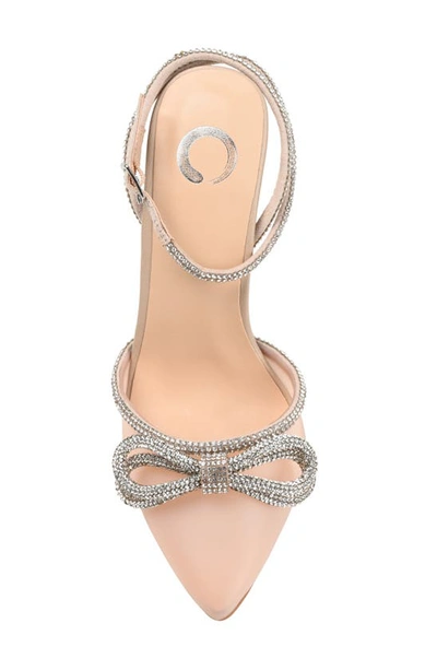 Journee Collection Gracia Crystal Bow Stiletto Pump In Nude