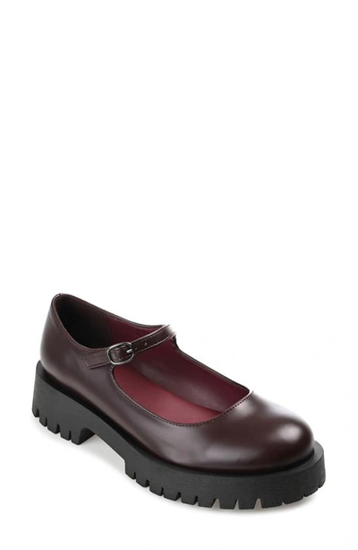 Shop Journee Collection Kamie Mary Jane Platform Flat In Wine