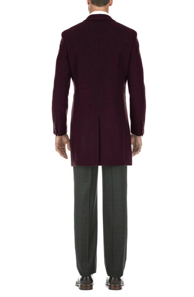 Shop English Laundry Wool Blend 3-button 3/4 Length Top Coat In Burgundy