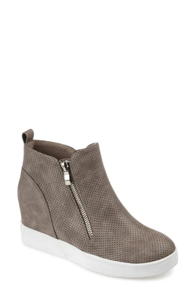 Shop Journee Collection Pennelope Wedge Sneaker In Taupe