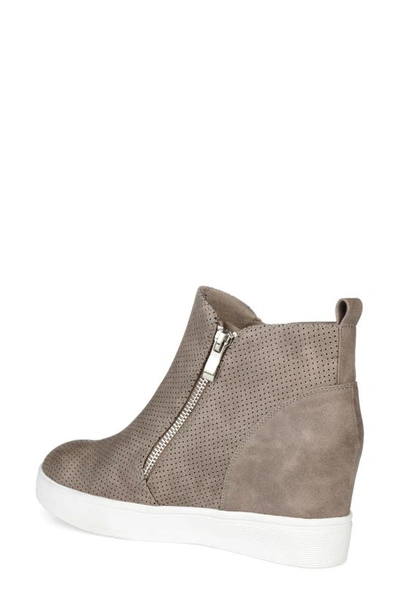 Shop Journee Collection Pennelope Wedge Sneaker In Taupe