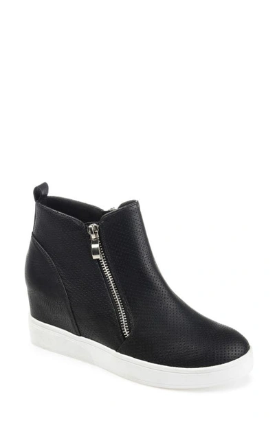 Shop Journee Collection Pennelope Wedge Sneaker In Black