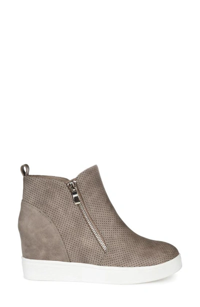 Shop Journee Collection Pennelope Wedge Sneaker In Taupe