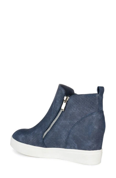 Shop Journee Collection Pennelope Wedge Sneaker In Blue