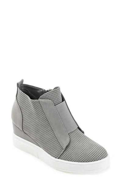 Shop Journee Collection Clara Wedge Sneaker In Grey