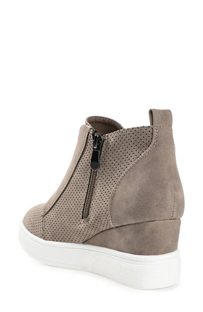 Shop Journee Collection Clara Wedge Sneaker In Taupe