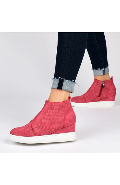 Journee Collection Clara Wedge Sneaker In Pink