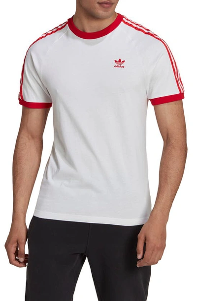 Adidas Originals 3-stripes Nations Soccer T-shirt In White/scarlet |  ModeSens