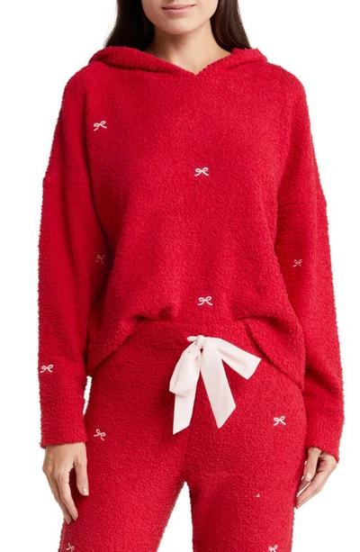 Shop Honeydew Intimates Snow Angel Sweater Hoodie In Garnet Bows
