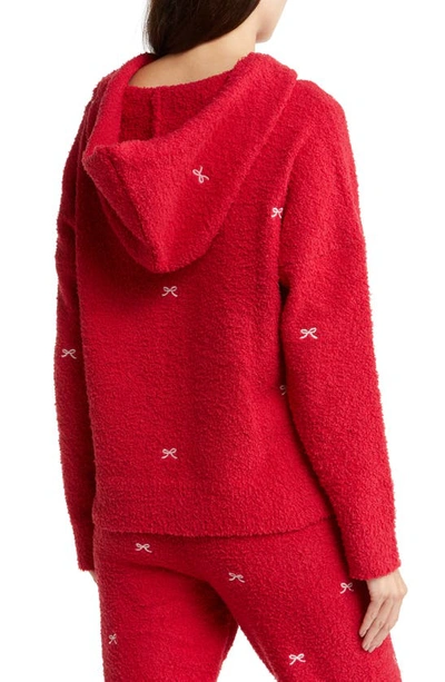 Shop Honeydew Intimates Snow Angel Sweater Hoodie In Garnet Bows