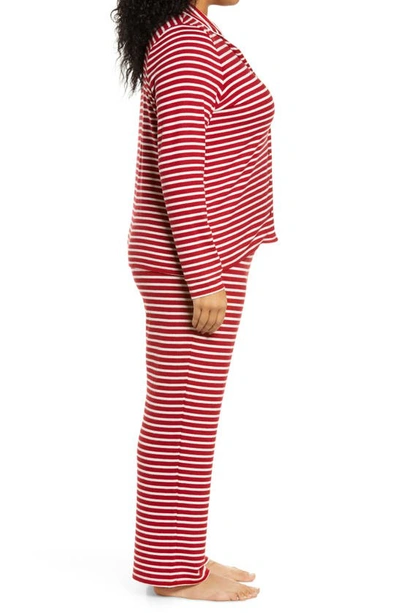 Shop Nordstrom Brushed Hacci Pajamas In Red Chili Stripe