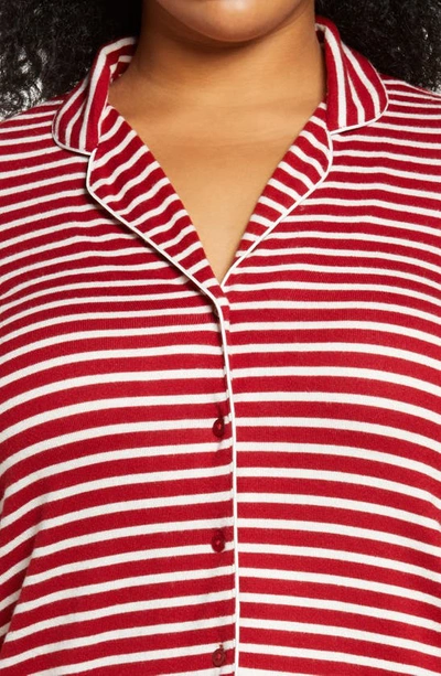 Shop Nordstrom Brushed Hacci Pajamas In Red Chili Stripe