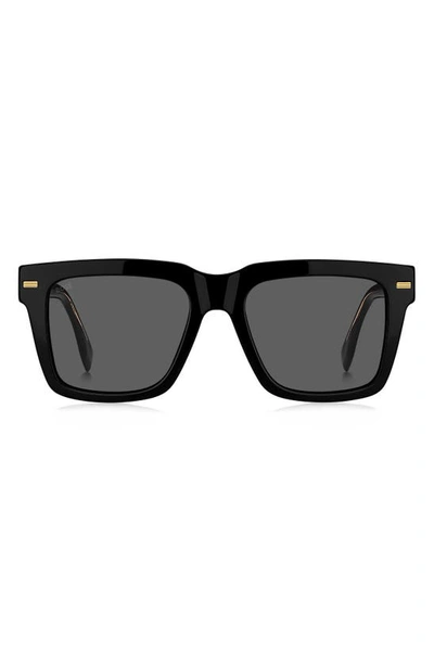 Shop Hugo Boss 53mm Rectangular Sunglasses In Black / Grey