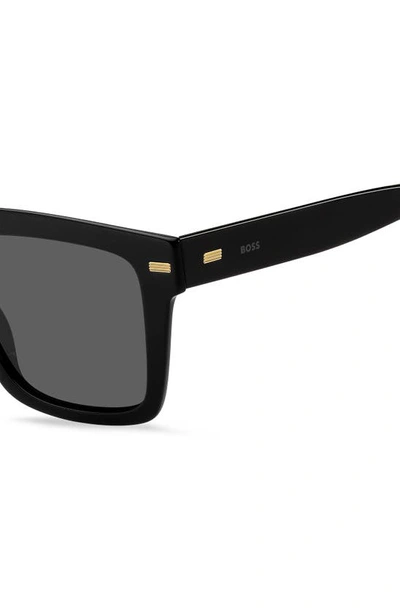 Shop Hugo Boss 53mm Rectangular Sunglasses In Black / Grey