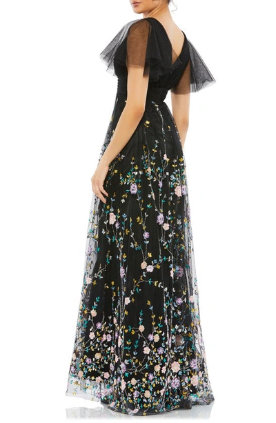 Shop Mac Duggal Sequin Embroidery Tulle A-line Gown In Black Multi