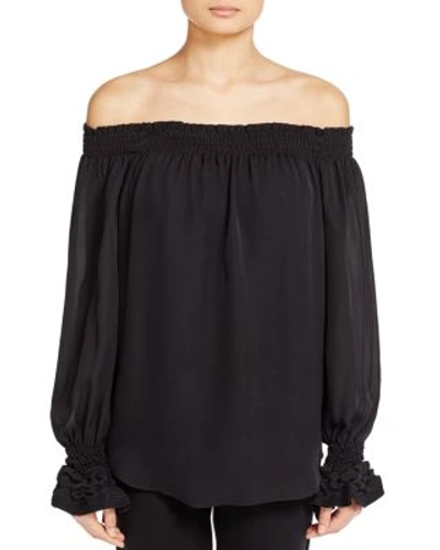 Kobi Halperin Veruka Off-the-shoulder Silk Blouse, Black In Black
