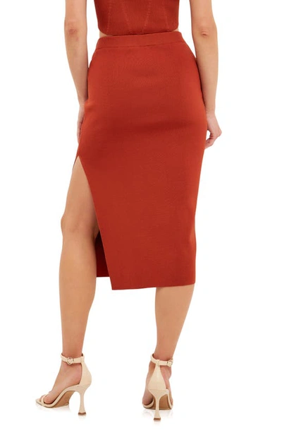 Endless Rose Side Slit Midi Skirt In Burnt Orange