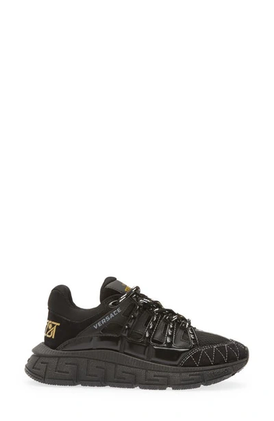 Shop Versace Kids' Trigreca Sneaker In Black Gold
