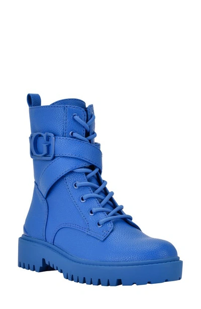 Shop Guess Orana Combat Boot In Medium Blue