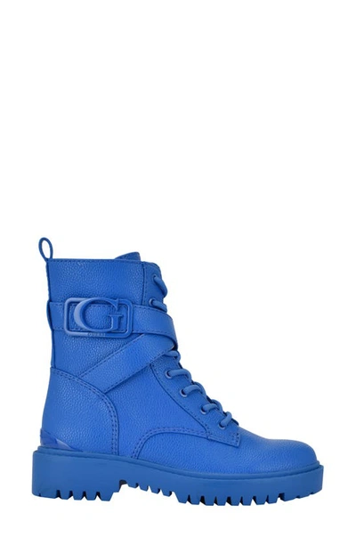 Shop Guess Orana Combat Boot In Medium Blue