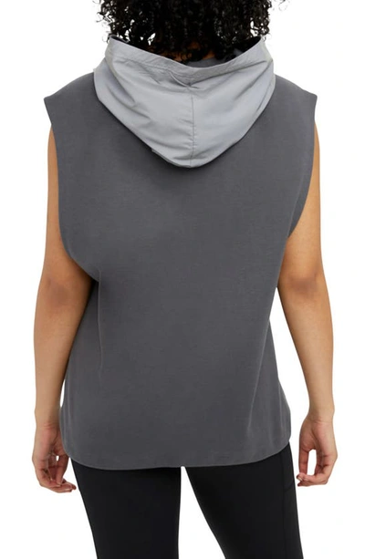 Tomboyx Hero Sleeveless Cotton Blend Hoodie In Smoke