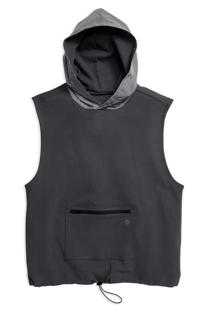 Tomboyx Hero Sleeveless Cotton Blend Hoodie In Smoke