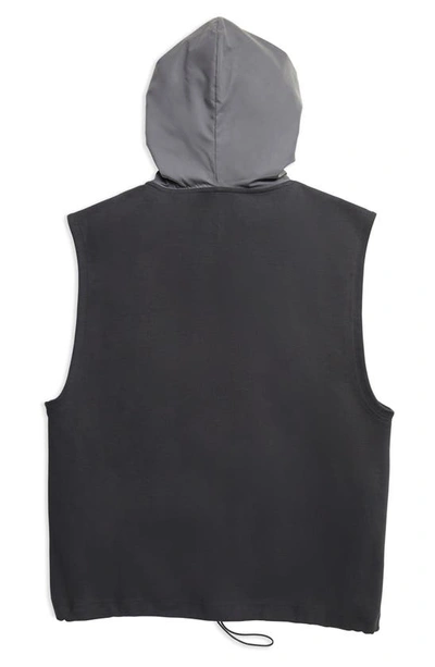 Tomboyx Hero Sleeveless Cotton Blend Hoodie In Smoke
